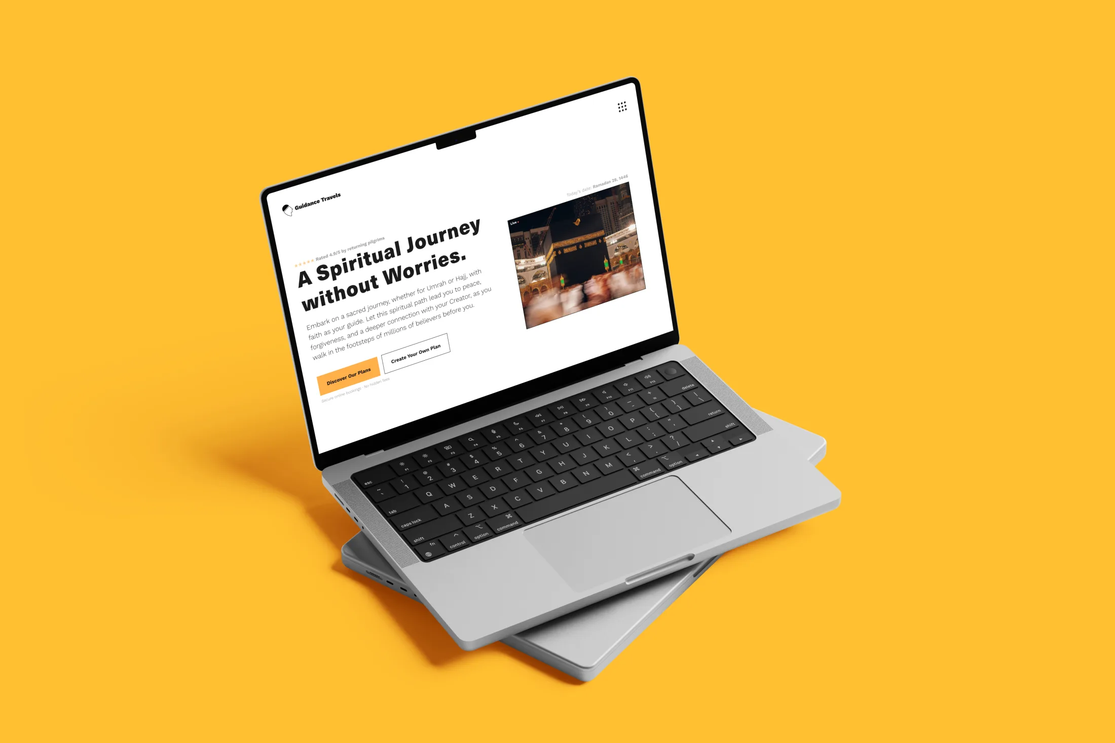 Guidance Travel websiteconcept op een laptop