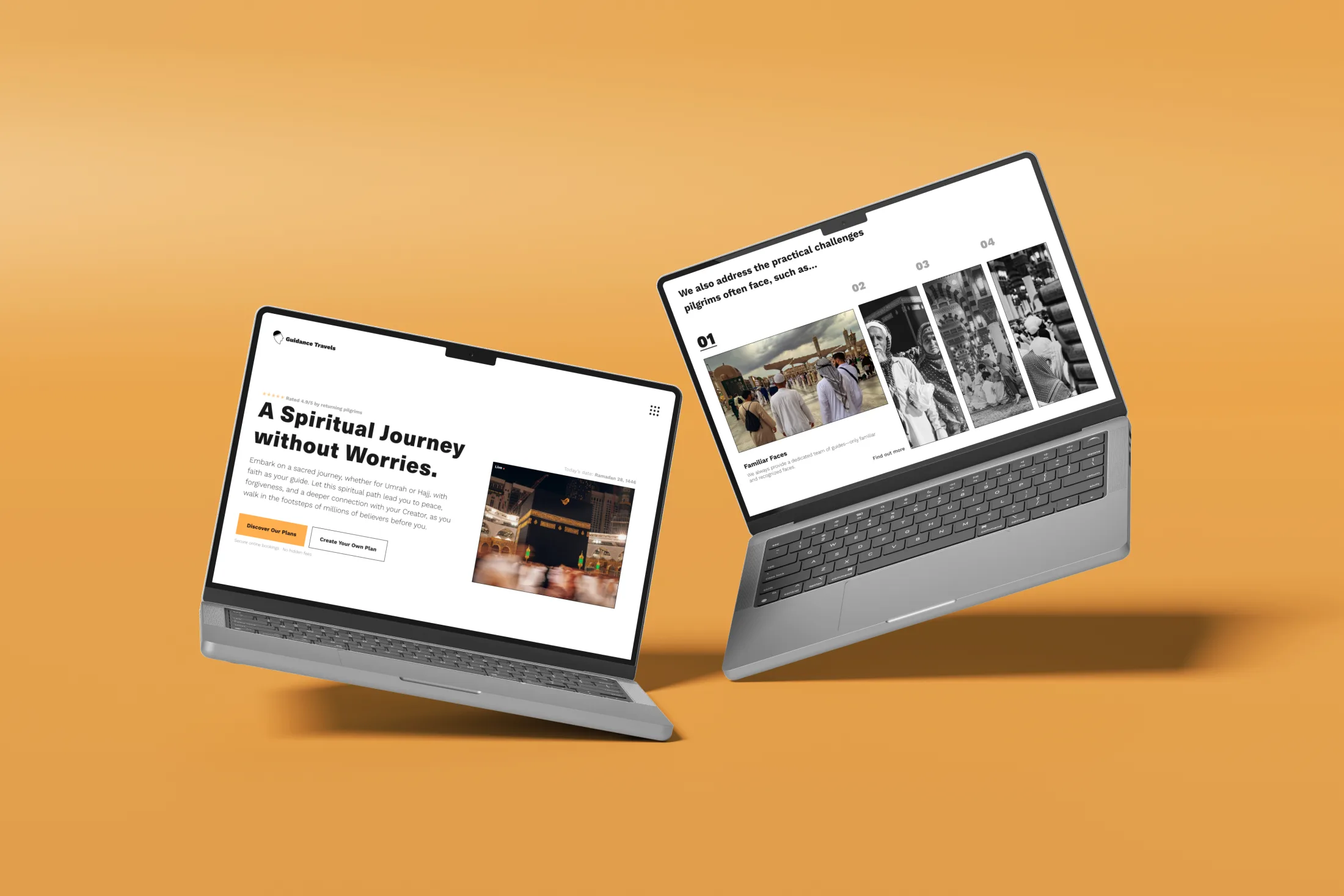 Guidance Travel desktopconcept op twee laptops