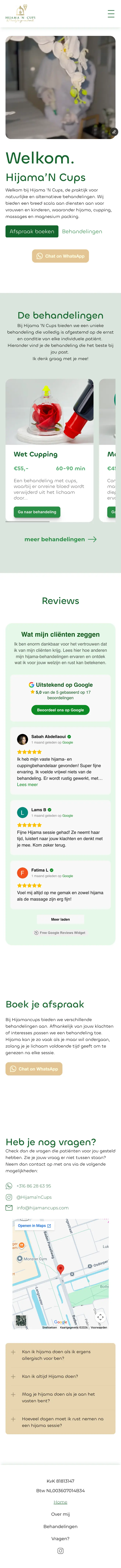 Lange mobiele homepage van Hijama ’N Cups