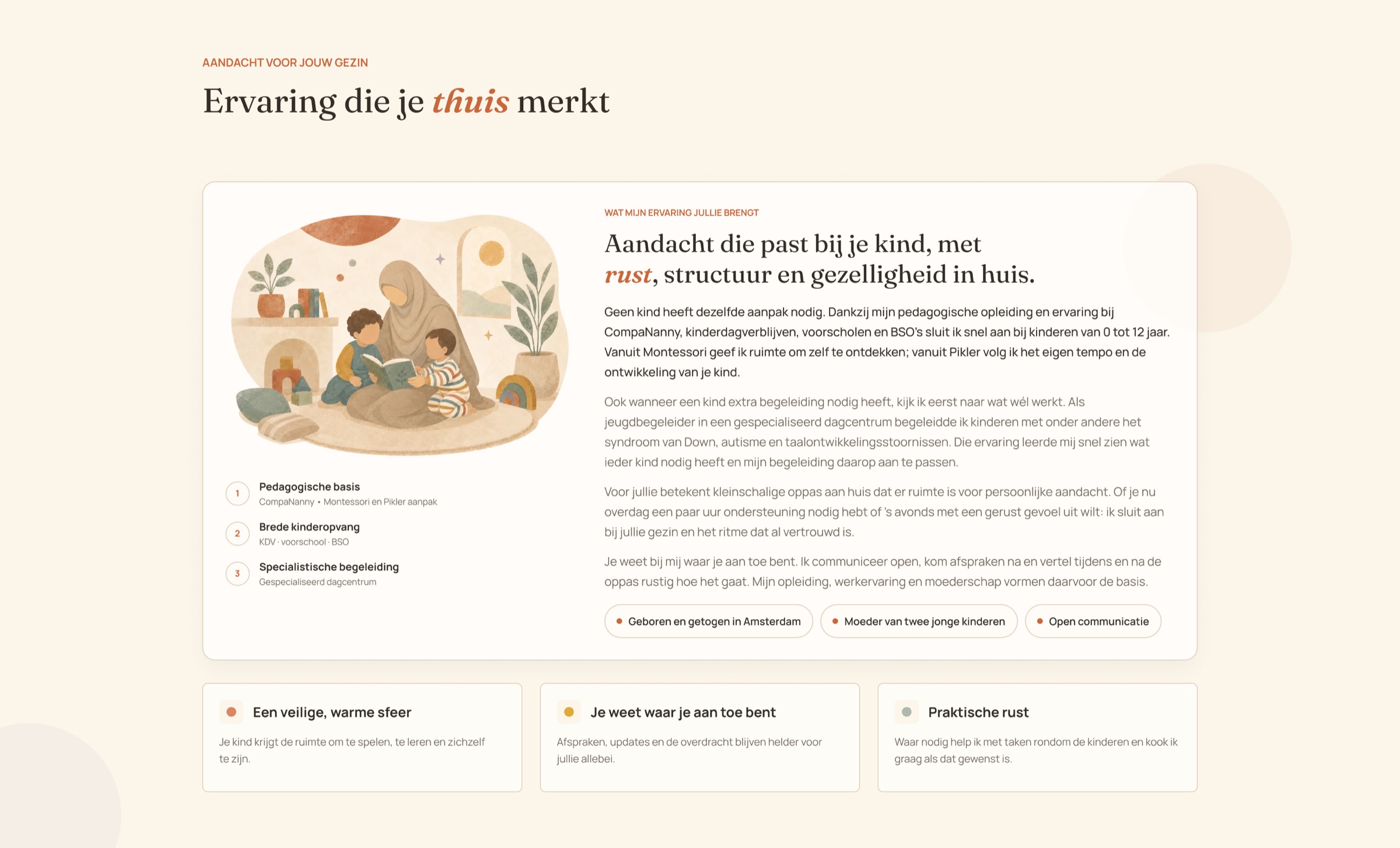 Sectie over Chaima's pedagogische achtergrond