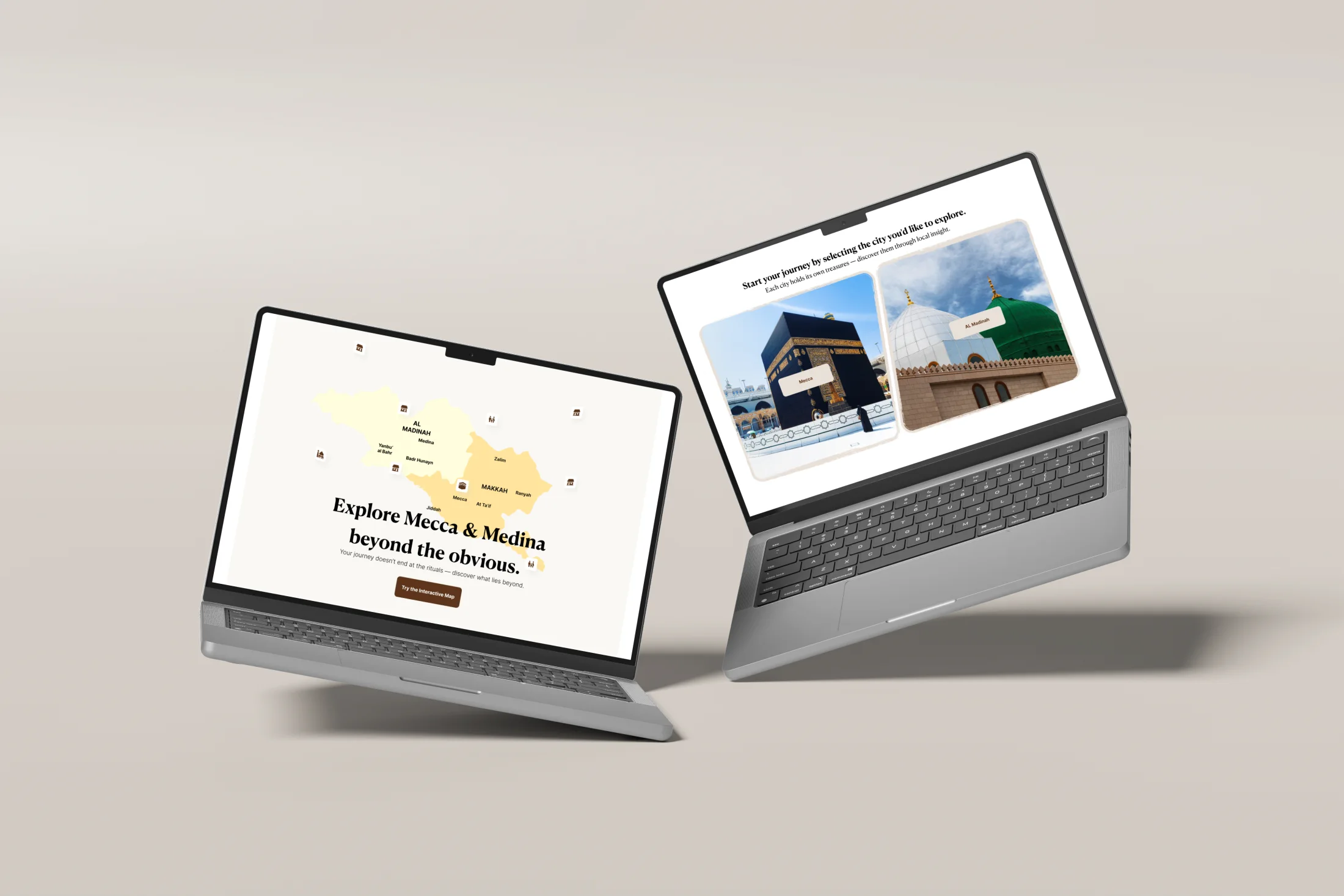Tareeqi websiteconcept op twee laptops